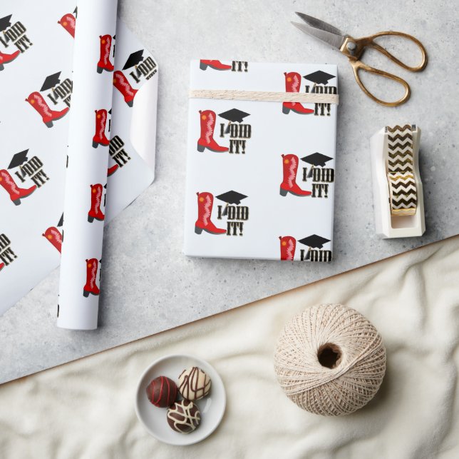 Red Cowboy Boot Grad Cap och Diploma Studenten Presentpapper (Hantverk)