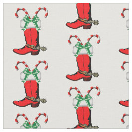 Red Cowboy Boots and Polkagrisars Helgdag Fabric Tyg