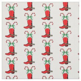 Red Cowboy Boots and Polkagrisars Helgdag Fabric Tyg