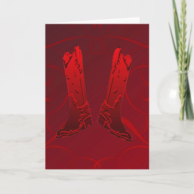 Red Cowboy Boots Greeting Card Helgkort (Framsida)