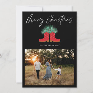 Red Cowboy Boots och Spruce God jul Julkort