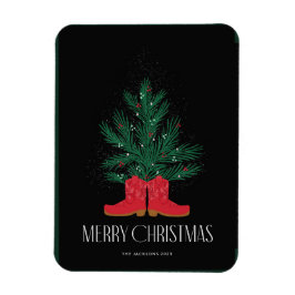 Red Cowboy Boots och Spruce God jul Magnet