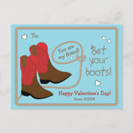 Red Cowboy Boots Photo Classroom Alla hjärtans dag Helg Vykort