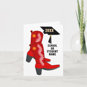 Red Cowboy Boots Studenten Kort
