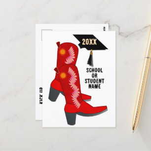 Red Cowboy Boots Studenten Vykort