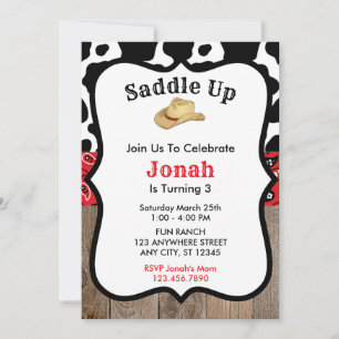 Red Cowboy Rodeo Birthday-inbjudan Inbjudningar