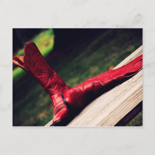 Red CowboyBoots Vykort