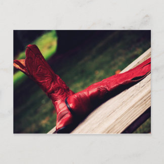 Red CowboyBoots Vykort