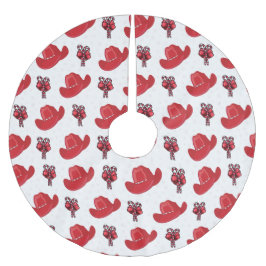 Red Cowboyhattar och Polkagrisar Julgransmatta Borstad Polyester