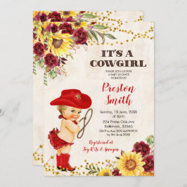 Red Cowgirl Blonde Ro och Sunsun Baby Shower Inbjudningar