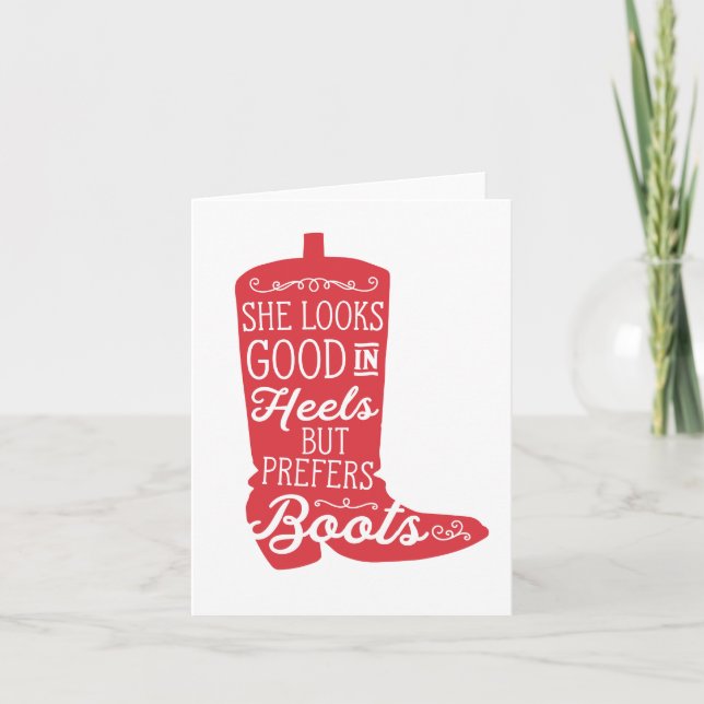 Red Cowgirl Boots & Heels Humor Hälsning Tack Kort (Framsida)
