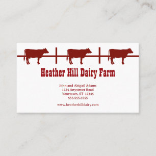 Red Cows Dairy Farm Land Ranch Farmer Visitkort