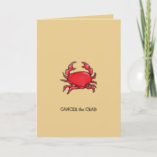 Red Crab and Cancer Zodiac Birthday Card Kort