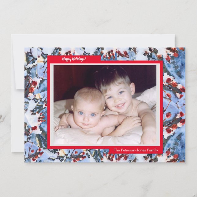 Red Crab Apple Berries Flat Photo Helgdag Card Julkort (Framsida)