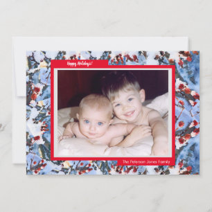 Red Crab Apple Berries Flat Photo Helgdag Card Julkort