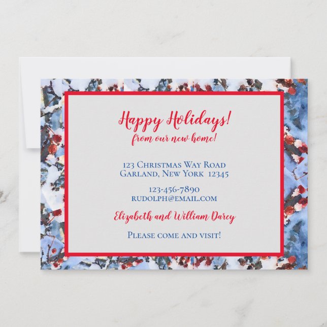 Red Crab Apple Berries i Snö nya hemkort Inbjudningar (Framsida)