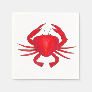 Red Crab Baltimore Maryland Crabs Beach Napkins Pappersservett