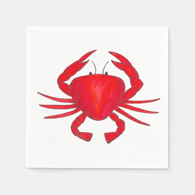 Red Crab Baltimore Maryland Crabs Beach Napkins Pappersservett (Framsidan)
