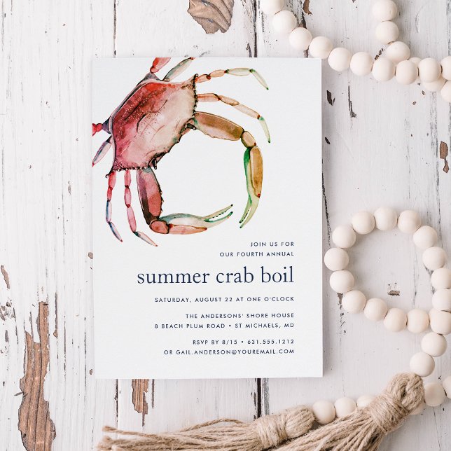 Red Crab | Boil, Coastal Summer Seafood Crab Inbjudningar (Skapare uppladdad)
