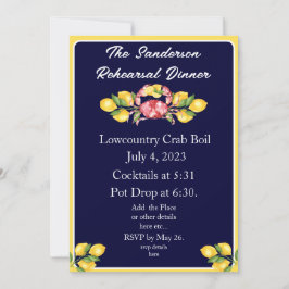 Red Crab Boil Investigation White Navy Blue Gult Inbjudningar