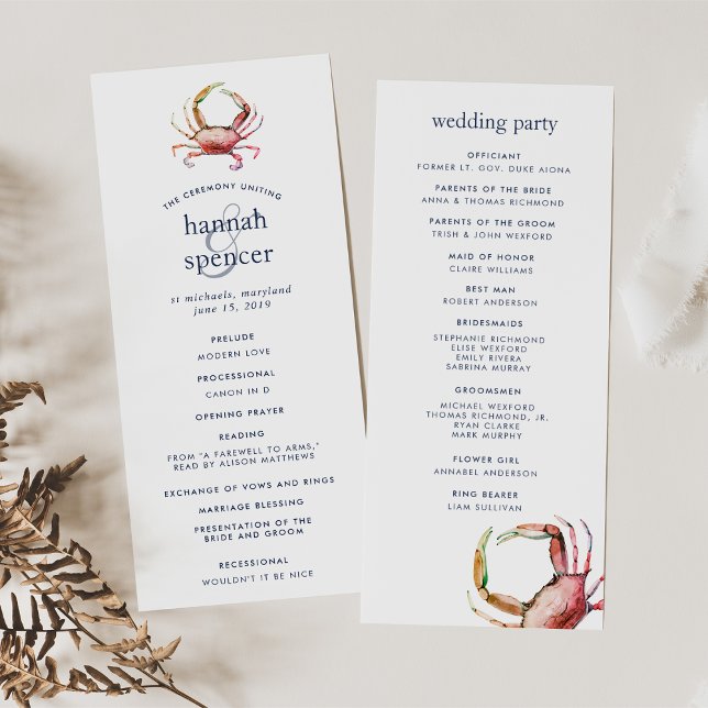 Red Crab | Ceremonisprogrammet Nautical Bröllop Program (Skapare uppladdad)