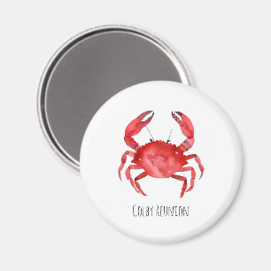 Red Crab EVENT NAMN Colorful Coastal Artisan Rolig Magnet