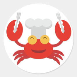 Red Crab med Chef Hat Runt Klistermärke