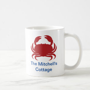 Red Crab med Namn Nautical Coastal Beach Kaffemugg