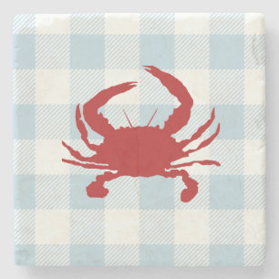 Red Crab Nautical Gingham Check Stenunderlägg