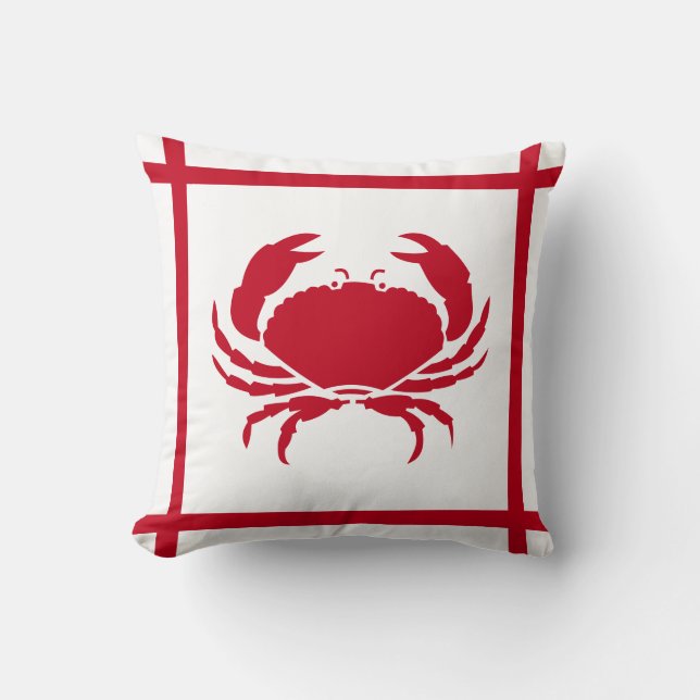 Red Crab ~ Nautical ThLED Kudde (Framsida)