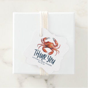 Red Crab Navy Blue Rand Nautical Tack Gåvor Etiketter