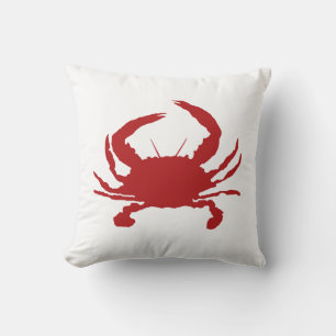 Red Crab Painting Silhouette Beach Pillow Kudde