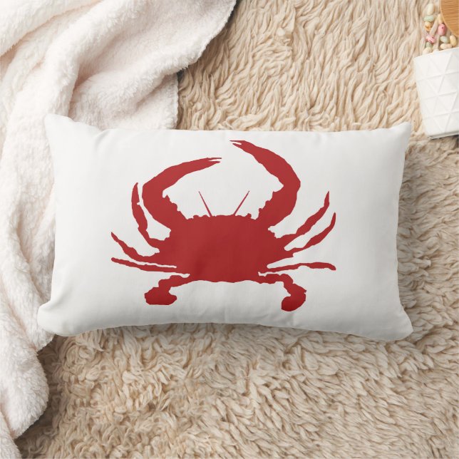 Red Crab Painting Silhouette Beach Pillow Lumbarkudde (Filt)
