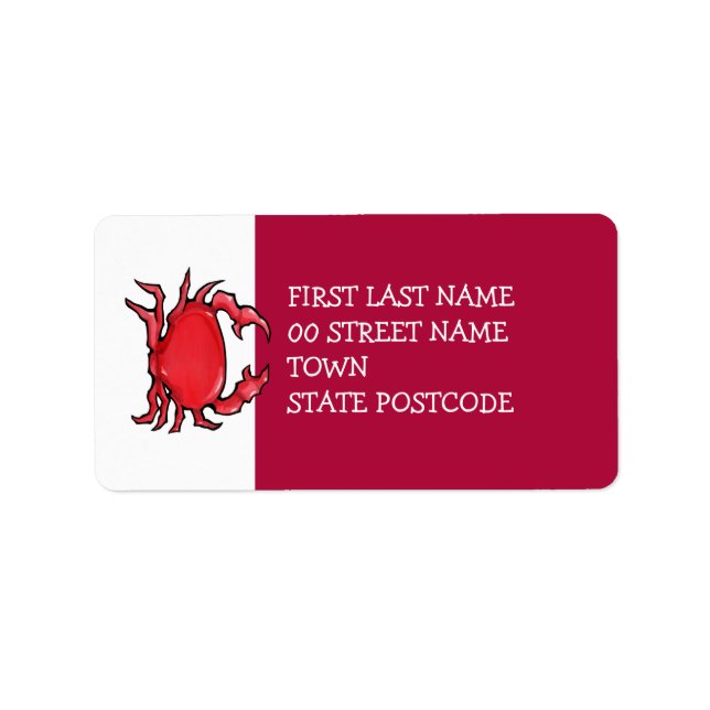 Red Crab Red Address Label Adressetikett (Framsidan)