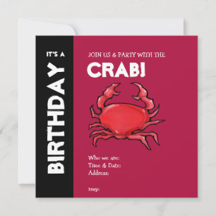 Red Crab Red Birthday Inbjudan