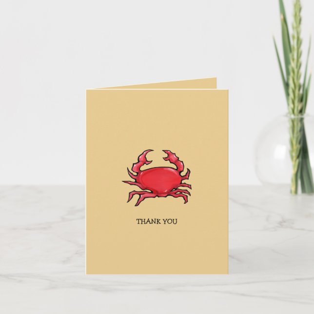 Red Crab sand Thank You Card Tack Kort (Framsida)