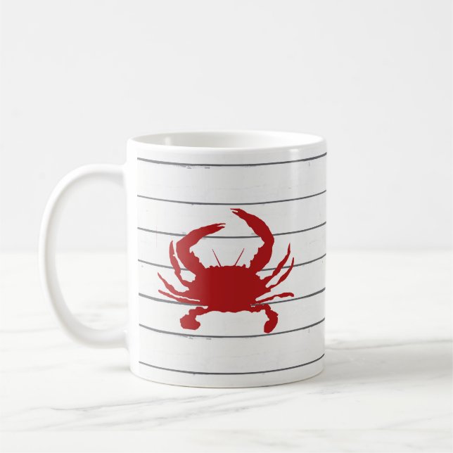 Red Crab Shiplap Coastal Coffee Mugg (Vänster)