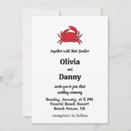 Red Crab Summer Coastal Beach Wedding Inbjudningar