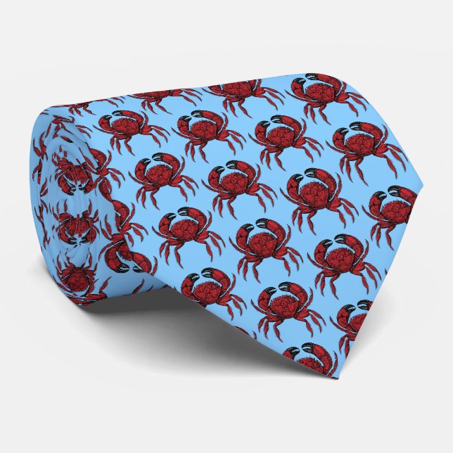 Red Crab Teckning Vapensköld Emblem Himlar Blue BG Slips (Rullad)