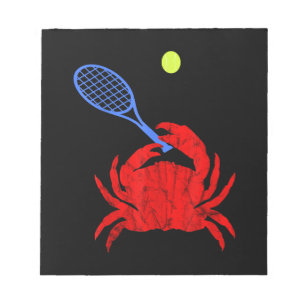 Red Crab Tennis Player Tennis Racquet Shellfish Anteckningsblock