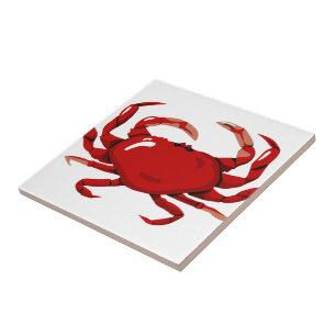 Red Crab Tile Trivet Kakelplatta