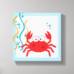 Red Crab under Sea Canvas Art Print