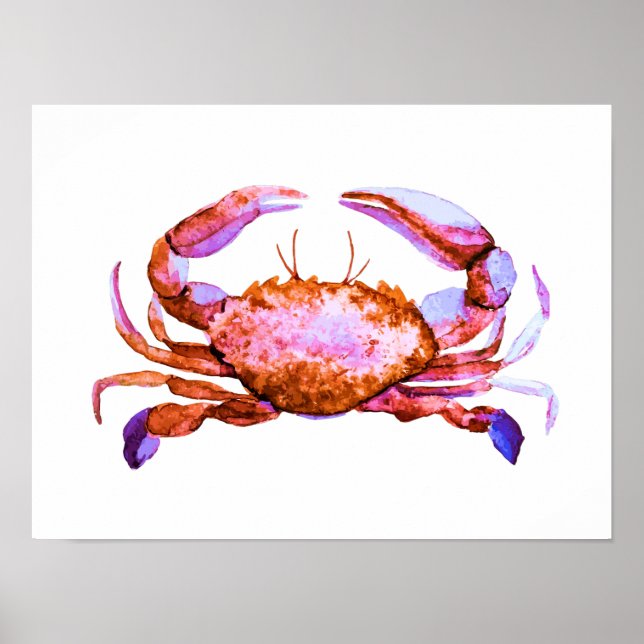 Red Crab Watercolor Skriv ut Poster (Framsidan)