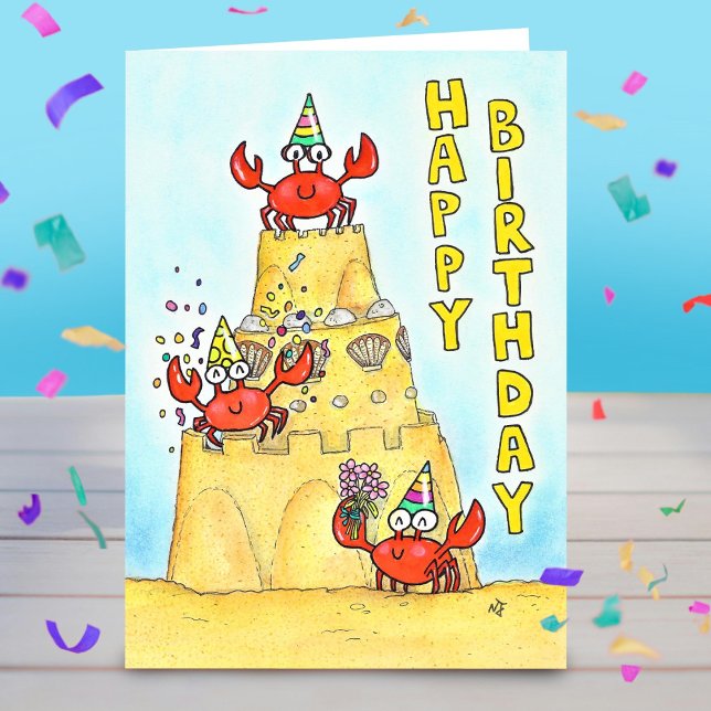 Red Crabs Birthday hälsning Kort (Skapare uppladdad)