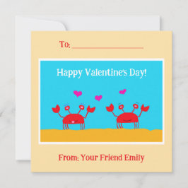 Red Crabs Hearts Vänskap Kids Valentindagen Julkort