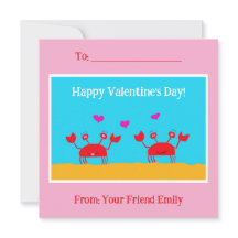 Red Crabs Hearts Vänskap Kids Valentindagen