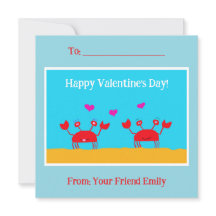 Red Crabs Hearts Vänskap Kids Valentindagen