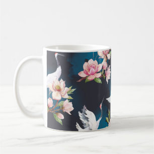 Red Crane Magnolia: Japansk vattenfärg. Kaffemugg