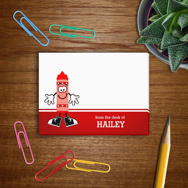 Red Crayon Personlig Post-it Block (Skapare uppladdad)