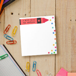 Red Crayon & Stars Colorful Note från lärare Anteckningsblock